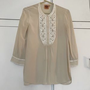 Tory Burch 100% silk embellished tunic blouse